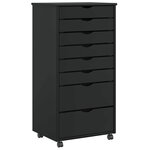 vidaXL Armoire roulante avec tiroirs MOSS noir bois de pin solide