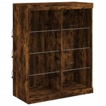 vidaXL Buffet avec lumières LED chêne fumé 202x37x100 cm