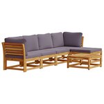 vidaXL Salon de jardin 6 Pièces avec coussins bois d'acacia solide