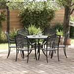 vidaXL Ensemble de salle à manger pour jardin 7 Pièces Noir Aluminium