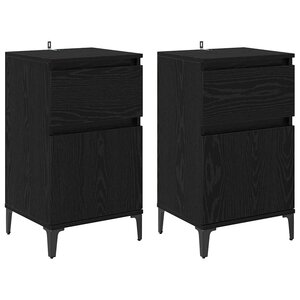 vidaXL Cabinet de chevet avec tiroir 2 Pièces Chêne noir 40 x 35 x 70 cm