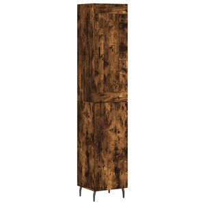 vidaXL Buffet haut Chêne fumé 34 5x34x180 cm Bois d'ingénierie