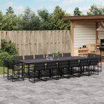 vidaXL Ensemble à manger de jardin avec coussins 17 Pièces noir textilène