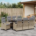 vidaXL Ensemble de salle à manger de jardin 9 pièces avec coussins beige poly rattan