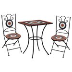 vidaXL Ensemble de bistro mosaïque 3 Pièces Carreaux Terre cuite et blanc