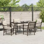 vidaXL Ensemble de salle à manger de jardin de 5 pièces avec coussins Marron Poly Rotin