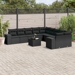 vidaXL Salon de jardin 11 Pièces avec coussins noir résine tressée