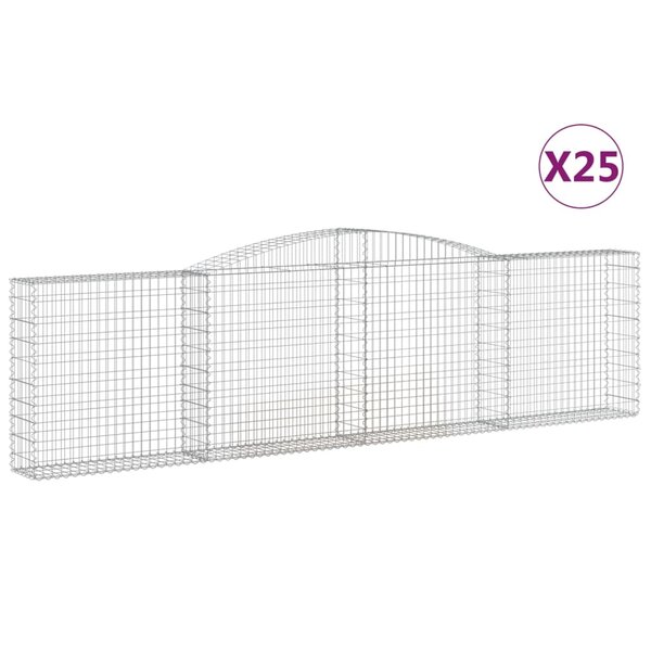 vidaXL Paniers à gabions arqués 25 Pièces 400x30x100/120 cm Fer galvanisé
