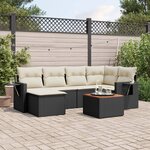 vidaXL Salon de jardin 7 Pièces avec coussins noir résine tressée