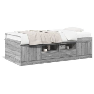 vidaXL Lit de jour avec tiroirs sans matelas sonoma gris 90x200 cm
