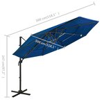 vidaXL Parasol de jardin à 4 niveaux avec mât en aluminium bleu azuré