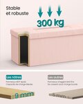 Banc de rangement pouf pliable 38 x 76 x 38 cm bout de lit repose-pieds coffre de rangement charge jusqu'à 300 kg pour salon chambre entrée rose 12_0004169