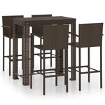 vidaXL Ensemble de bar d'extérieur 5 Pièces accoudoir Poly rotin Marron