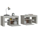 vidaXL Tables de chevet 2 Pièces et lumières LED Gris béton 70x36 5x40 cm