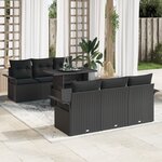 vidaXL 7 pièces d'ensemble de canapé de jardin avec coussins noir en poly rotin