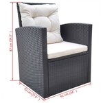 vidaXL Ensemble à manger d'extérieur 6Pièces coussins résine tressée noir
