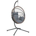 vidaXL Chaise suspendue forme d'œuf et support gris clair rotin acier