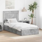 vidaXL Lit de Rangement Gris béton 90 x 190 cm Bois d'ingénierie