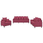 vidaXL Ensemble de canapés 3 Pièces avec coussins Rouge bordeaux Velours