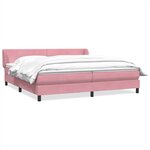 vidaXL Sommier à lattes de lit avec matelas rose 180x210 cm velours