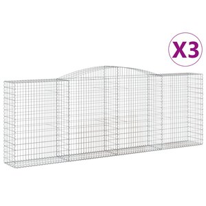 vidaXL Paniers à gabions arqués 3 Pièces 400x50x140/160 cm Fer galvanisé