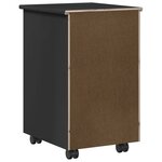 vidaXL Cabinet roulant avec roue Noir 34 x 39 x 56 cm Pin massif
