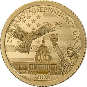 Monnaie AMERICAN INDEPENDENCE 250 Anniversaire 0.5 g Or 10$ Barbados 2026
