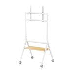 Support de sol Aisens ECO avec roulettes - 1 plateau pour écran interactif/TV 80 kg 37-86 - Couleur blanc/bois