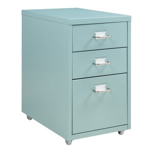 Caisson de bureau armoire meuble de rangement à roulettes acier 48 x 28 x 41 cm vert menthe 03_0009123