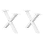 vidaXL Pieds de table basse en forme de X  2 pièces  blanc  60 x (30-31) cm  acier