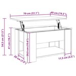 vidaXL Table basse chêne artisanal 79x49x41 cm bois d'ingénierie
