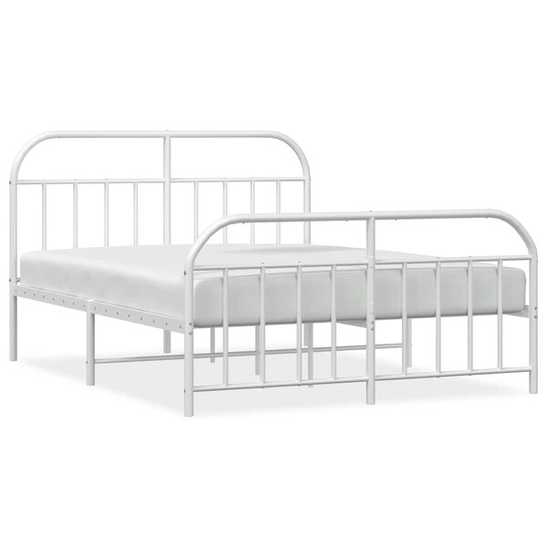 vidaXL Cadre de lit métal sans matelas et pied de lit blanc 135x190 cm