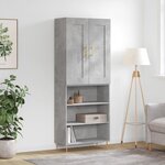 vidaXL Buffet haut Gris béton 69 5x34x180 cm Bois d'ingénierie