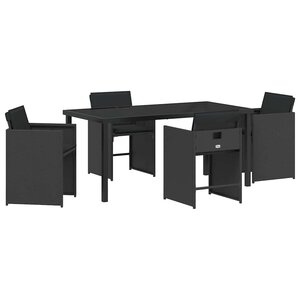 vidaXL Ensemble de salle à manger pour jardin 5 Pièces Noir polyrotin