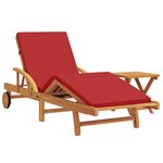 vidaXL Chaise Longue avec Coussin et Table en Bois d'Acacia Rouge