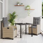 vidaXL Ensemble de salle à manger pour jardin 3 Pièces Beige polyrotin