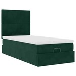 vidaXL Cadre de lit ottoman avec matelas vert foncé 90x200 cm velours