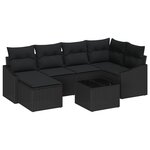 vidaXL Ensemble de Canapé de Jardin 7 pièces Avec Coussins Beige Rattan Poly