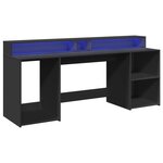 vidaXL Bureau avec lumières LED noir 200x55x91 cm bois d'ingénierie