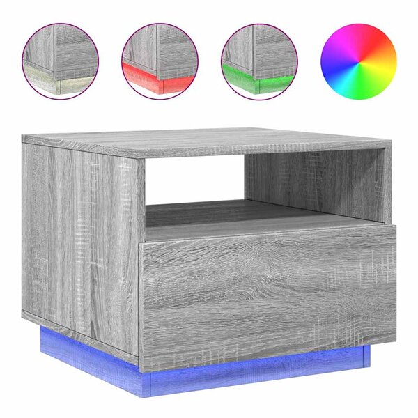vidaXL Table basse avec lumières LED sonoma gris 50x49x40 cm