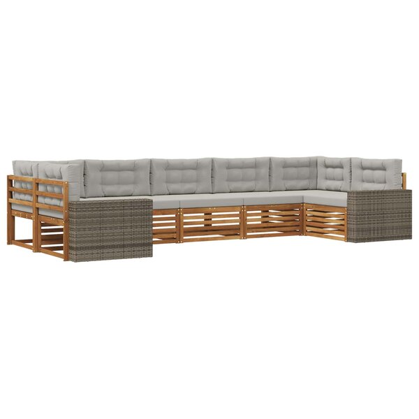 vidaXL Ensemble de canapés d'extérieur 7 Pièces Naturel et gris clair