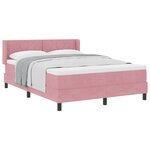 Lit à ressort avec matelas vidaXL Rose 140x200 cm Velours