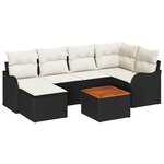 vidaXL Ensemble de canapé de jardin 7 Pièces Noir Poly rotin
