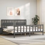vidaXL Cadre de lit avec tête de lit gris 200x200 cm bois massif