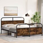 vidaXL Cadre de lit en métal sans matelas chêne fumé 150x200 cm