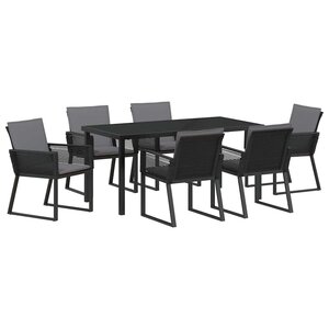 vidaXL Ensemble de salle à manger pour jardin 7 Pièces Noir