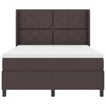 vidaXL Lit à ressorts avec matelas et LED  marron foncé  160x200 cm  en tissu.