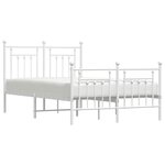 vidaXL Cadre de lit métal sans matelas et pied de lit blanc 120x200 cm