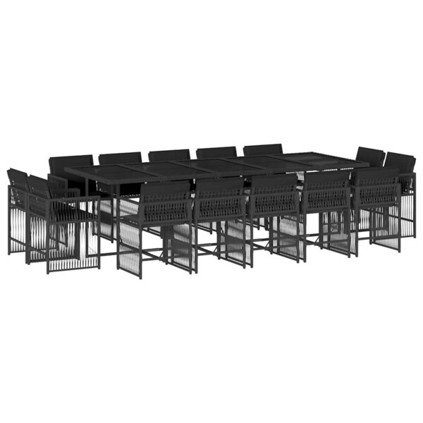 vidaXL Ensemble à manger de jardin 15 Pièces coussins noir résine tressée