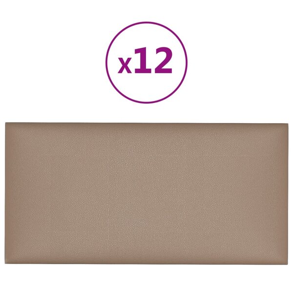 vidaXL Panneaux muraux 12 Pièces Cappuccino 60x30 cm Similicuir 2 16 m²
